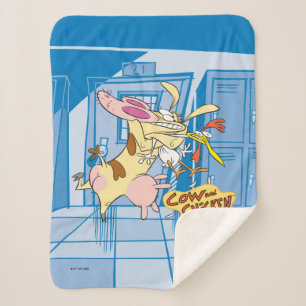 Couverture Sherpa Graphisme de la vache et du poulet