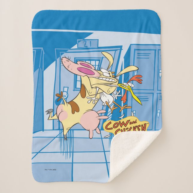 Couverture Sherpa Graphisme de la vache et du poulet (Devant)