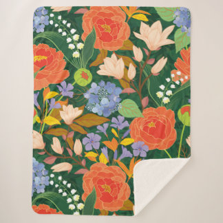 Couverture Sherpa Gras Vintage Jardin Floral Modèle Sherpa Blanket