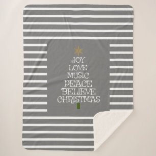 Couverture Sherpa Gray mignon/blanc esprit de Noël