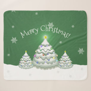 Couverture Sherpa Green Christmas Tree Sherpa Blanket