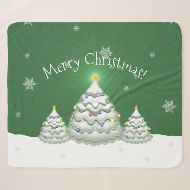 Couverture Sherpa Green Christmas Tree Sherpa Blanket (Devant (Horizontal))