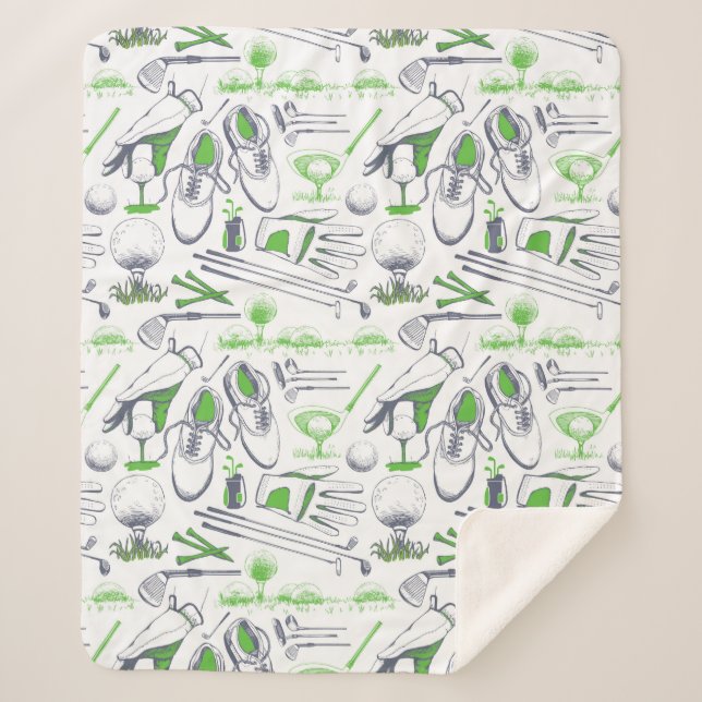 Couverture Sherpa Green Golf Icons Motif (Devant)