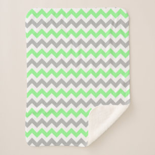 Couverture Sherpa Green & Grey Chevron