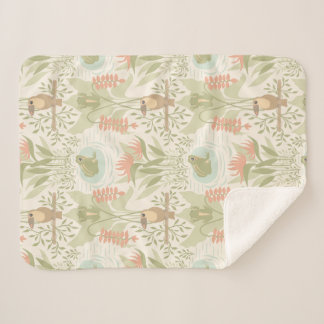 Couverture Sherpa Grenouilles et oiseaux de la jungle douce