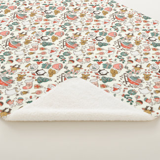 Couverture Sherpa Gribouillages de Noël Ditsy 