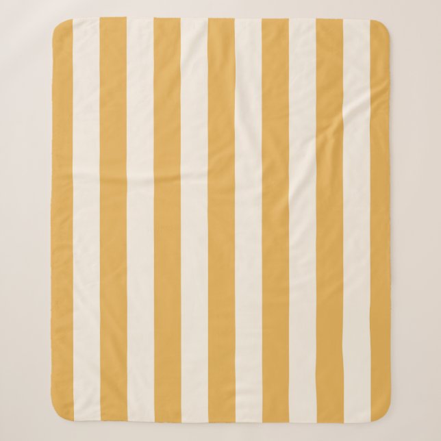 Couverture Sherpa Grilles Verticales Moutarde Jaune Et Blanc Gratté (Devant)