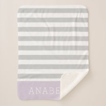 Gris et rayures Lilac Monogramme | Couleurs modifi