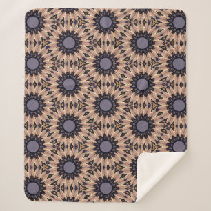 Couverture Sherpa Gris gras et fleurs Brown rétro-thématiques