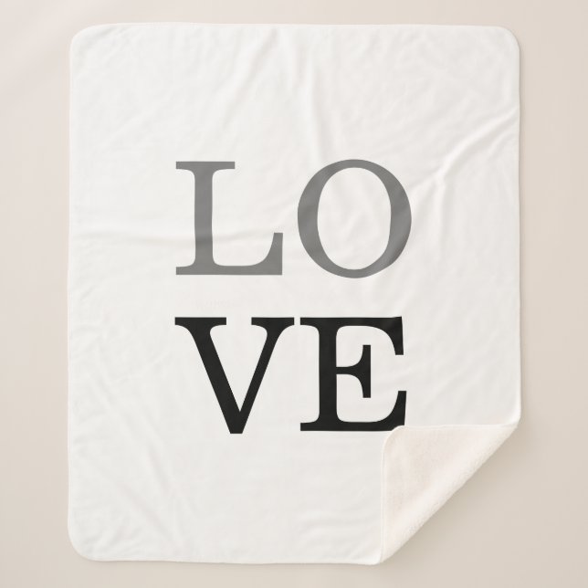 Couverture Sherpa Gris Script Amour Mariage Noir  (Devant)