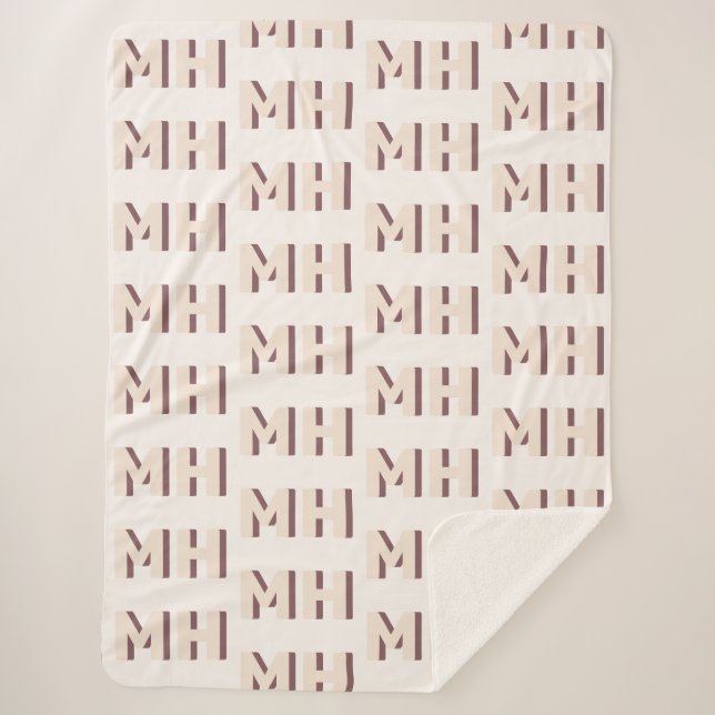 Couverture Sherpa Gros Initiales Police Ombre Moderne Monogramme Neu (Devant)