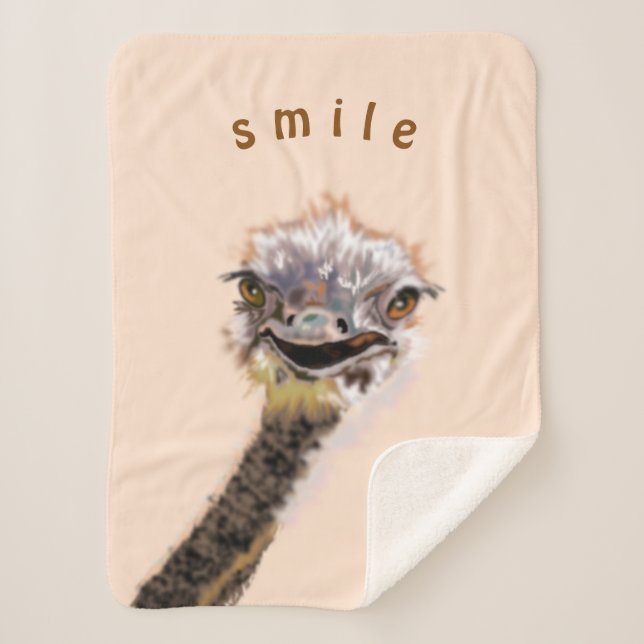 Couverture Sherpa Grotte sherpa avec autruche joyeuse - Smile (Devant)