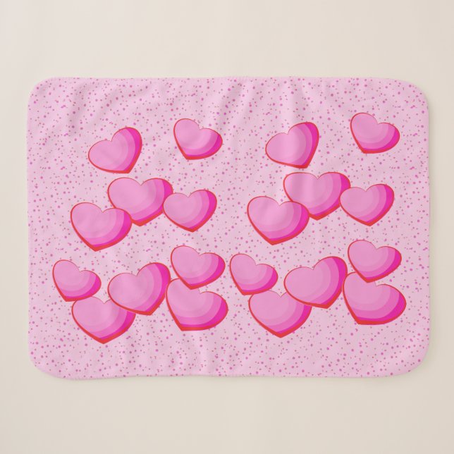 Couverture Sherpa Groupe de Bright Pretty Pink Hearts sur Pois (Devant (Horizontal))