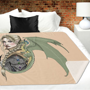 Couverture Sherpa Guerrière Elfe Dragon Fantastique Magique Médiéval