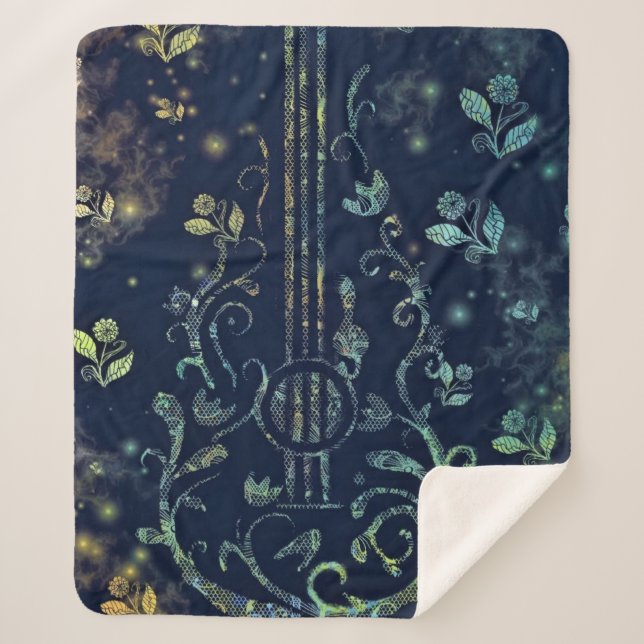 Couverture Sherpa Guitare florale Sherpa Blanket (Devant)