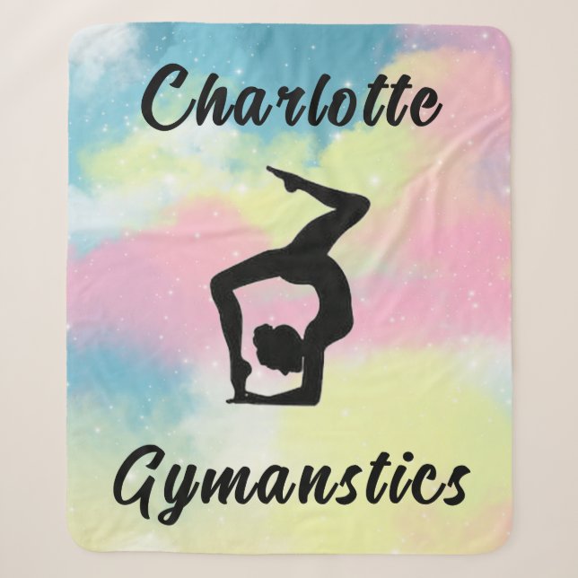 Couverture Sherpa Gymnastique Pastel Rose Bleu Jaune Personnalisé (Devant)