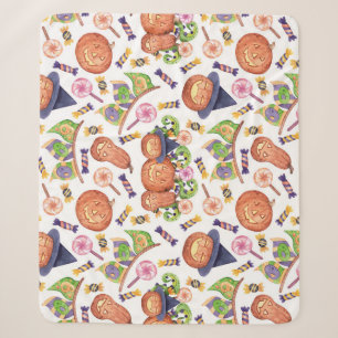 Couverture Sherpa Halloween à la main : Motif d'aquarelle brillant
