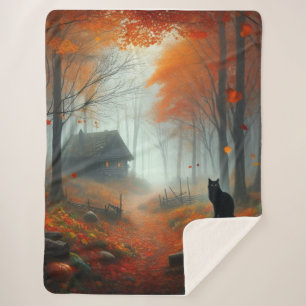 Couverture Sherpa Halloween/Automne/Automne/citrouille/chat