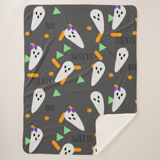 Couverture Sherpa Halloween Confetti arrose les traitements fantômes (Devant)
