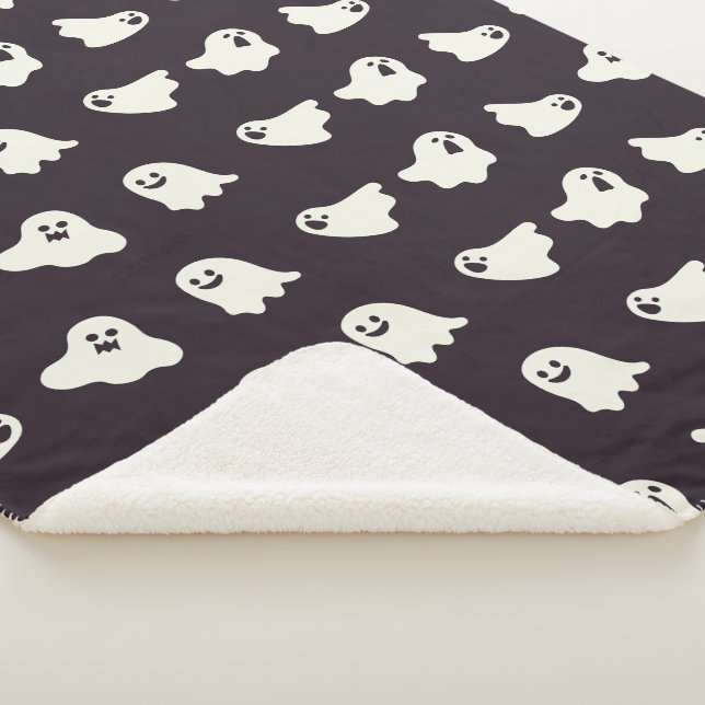 Couverture Sherpa Halloween Cute Ghost Motif Fall Sherpa Blanche (3/4)