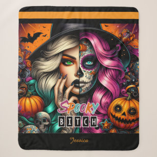 Couverture Sherpa Halloween de fille Goth éffrayante