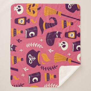 Couverture Sherpa Halloween dessiné à la main, motif éffrayant sans 