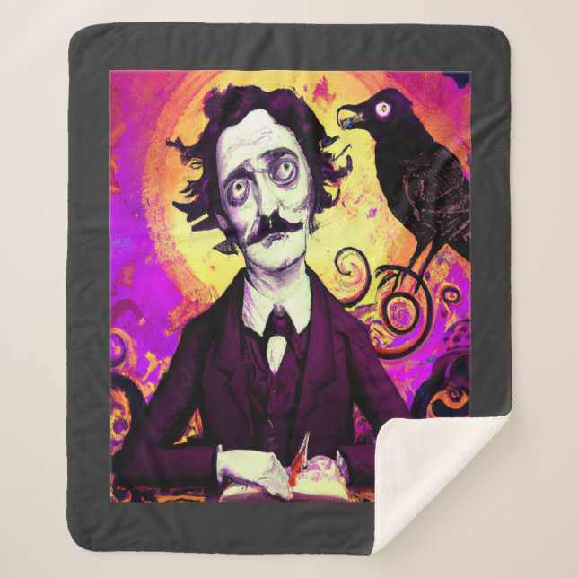 Couverture Sherpa Halloween, Edgar Allen Poe, Raven, Nevermore Flee (Devant)