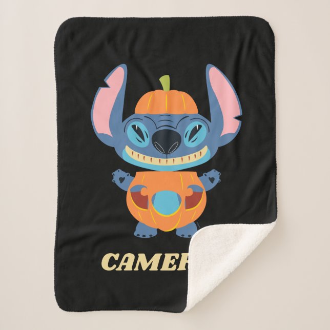 Couverture Sherpa Halloween Stitch Citrouille (Devant)