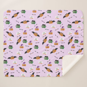 Couverture Sherpa Halloween Trick Ou Treat Citrouille Motif violet