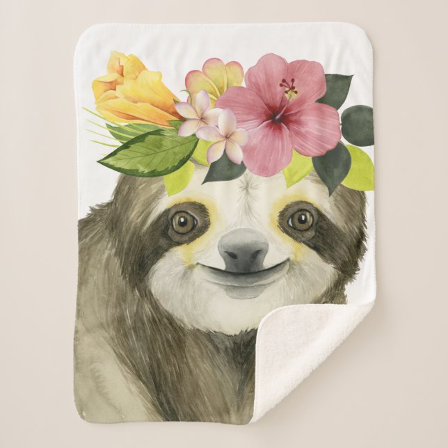 Couverture Sherpa Halo tropical | Sweet Sloth (Devant)