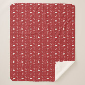 Couverture Sherpa Hand-Drawn Festive Red & White Christmas