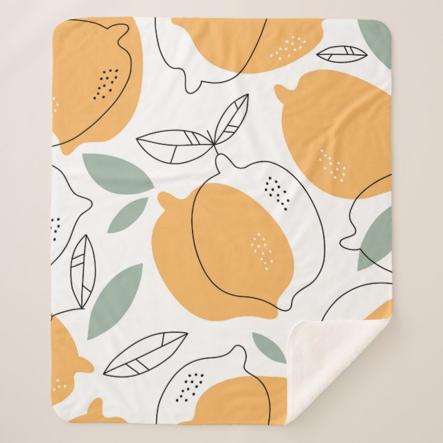 Couverture Sherpa Hand drawn Lemons background. Seamless pattern wit (Devant)