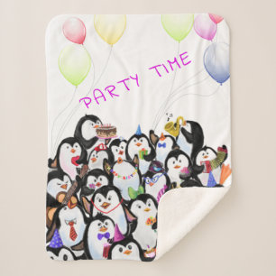 Couverture Sherpa Happy Penguin Party Sherpa Blanket - Texte personn