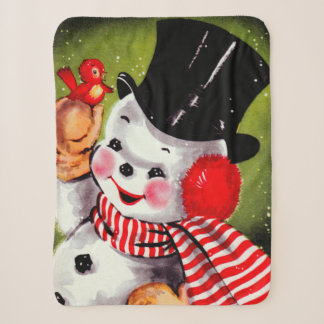 Couverture Sherpa Happy Snowman Vintage