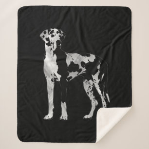 Couverture Sherpa Harlequin great dane - perle et argent