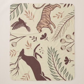 Couverture Sherpa Harmonie sauvage - Animal luxueux & Botanique