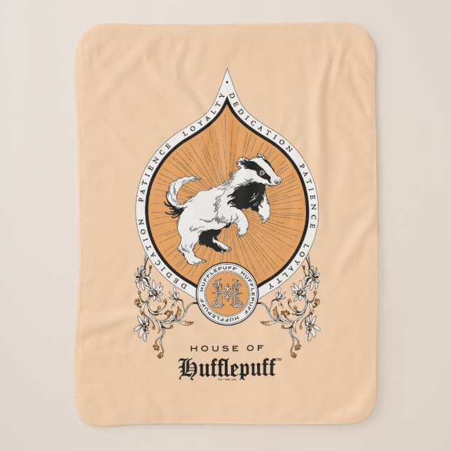 Couverture Sherpa HARRY POTTER™ | Délicat croquis HUFLEPUFF™ Crest (Devant)