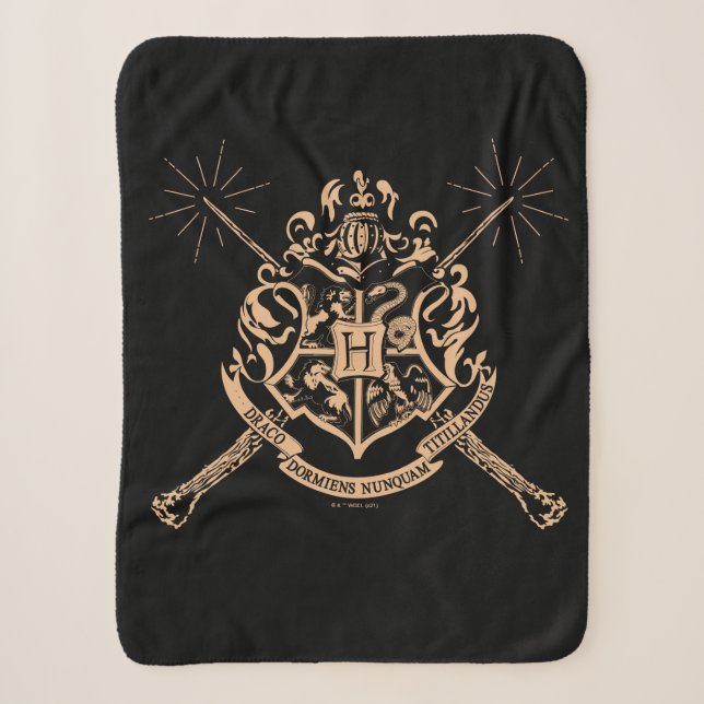 Couverture Sherpa Harry Potter | Hogwarts Crossed Wands Crest (Devant)