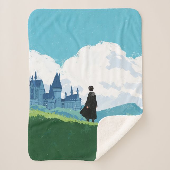 Couverture Sherpa HARRY POTTER™ Surplombant le château HOGWARTS™ (Devant)