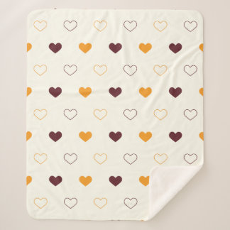 Couverture Sherpa Heart Pattern with Orange & Brown Hearts