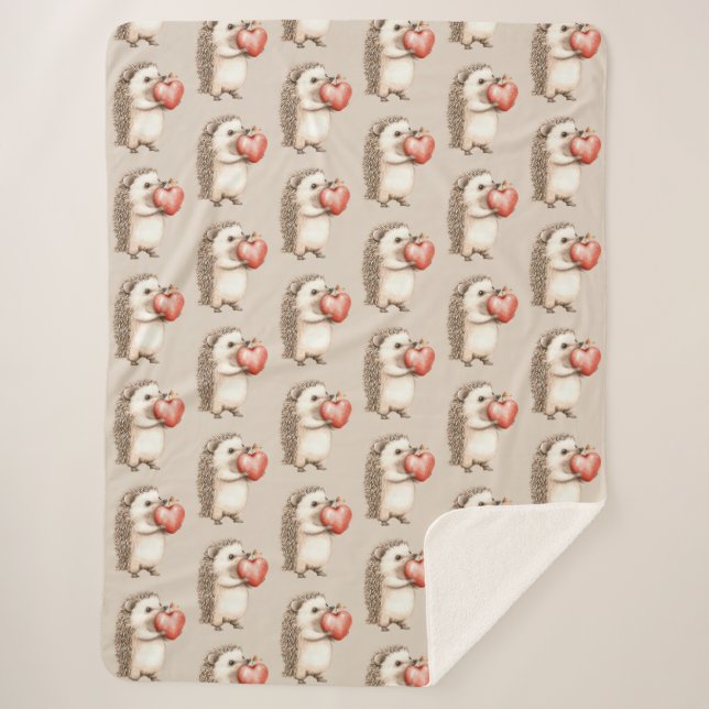 Couverture Sherpa Hedgehogs with Heart Love (Devant)