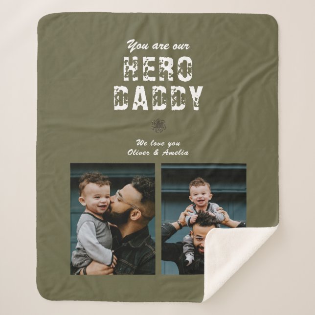 Couverture Sherpa Hero Daddy Father's Day 2 Photo Collage (Devant)