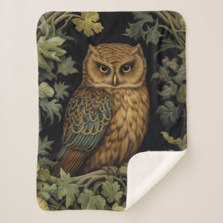 Couverture Sherpa hibou Art nouveau dans la forêt