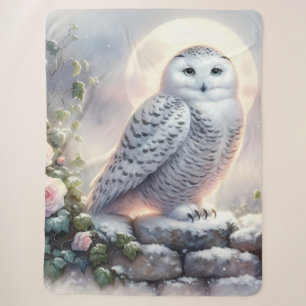 Couverture Sherpa Hibou des neiges dans un jardin d'hiver au clair d