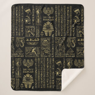Couverture Sherpa Hiéroglyphes et or égyptiens de divinités sur l