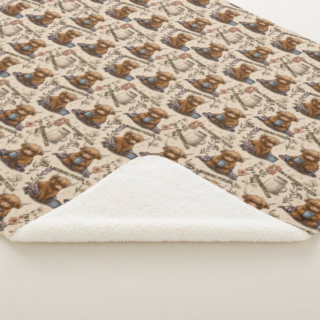 Couverture Sherpa Highland Cow Morning Coffee Cozy Farmhouse Pattern (3/4)