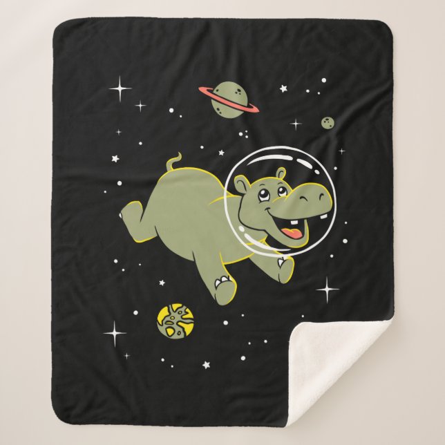 Couverture Sherpa Hippo Animaux Dans L'Espace (Devant)