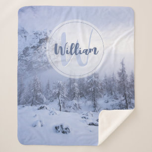 Couverture Sherpa Hiver merveilleux brouillard épinette forêt neige 