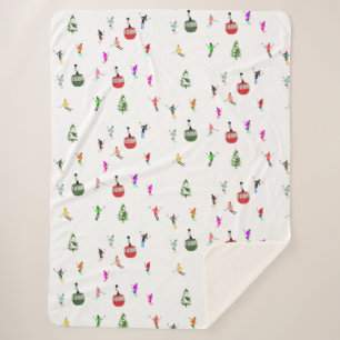 Couverture Sherpa Hiver Skieurs de descente Motif de ski