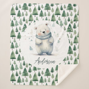 Couverture Sherpa Hiver Woodland Teddy Nom de l'ours